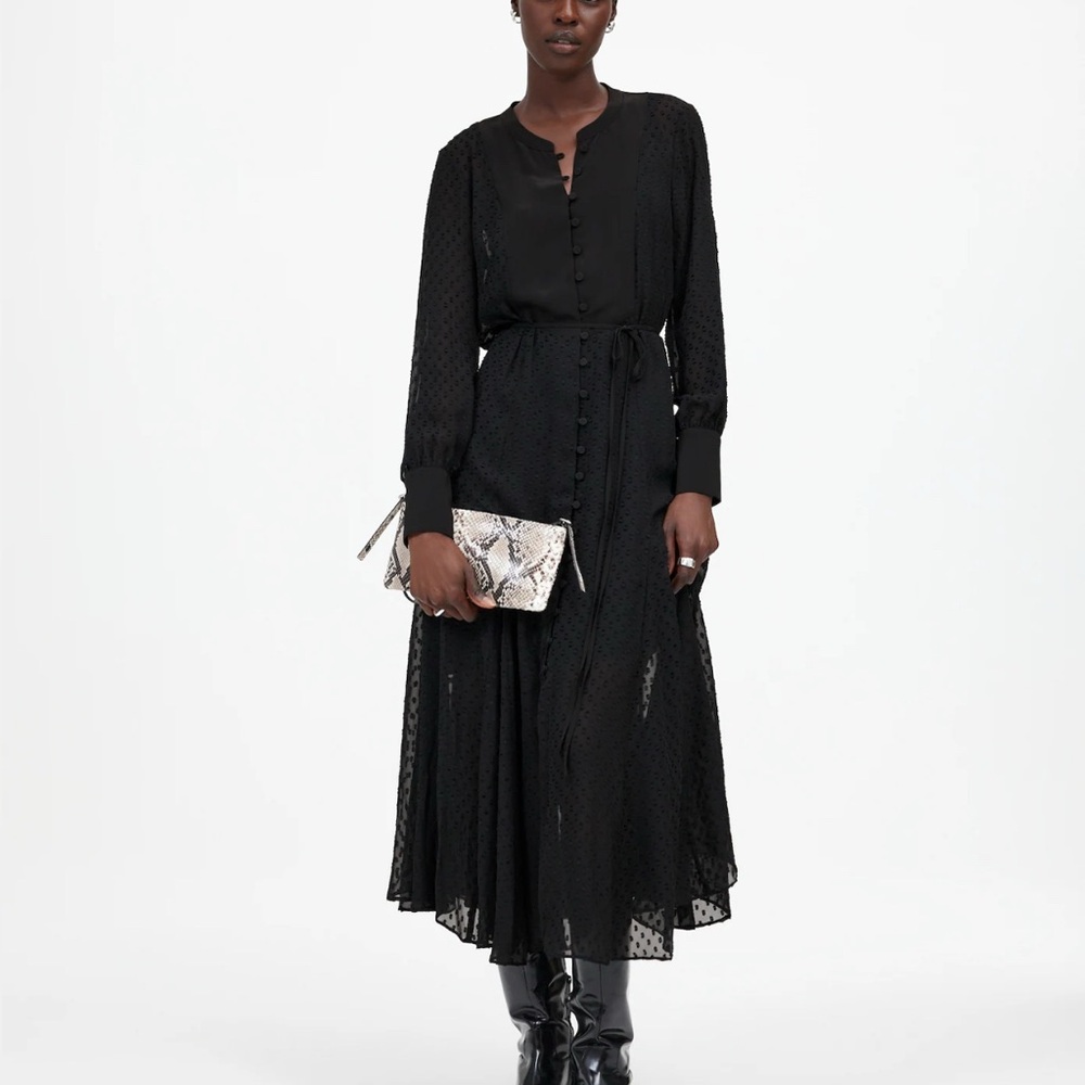 Madewell Elegant Black Button-Down Midi Dress